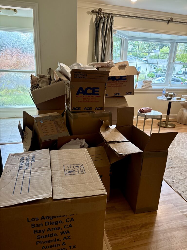 Pile of cardboard moving boxes